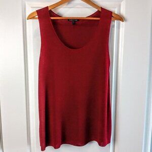 Eileen Fisher Red Scoop Neck Sleeveless Knit Top